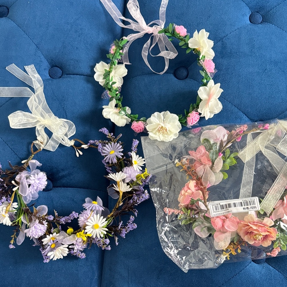 Floral Headbands with Ribbon Ties